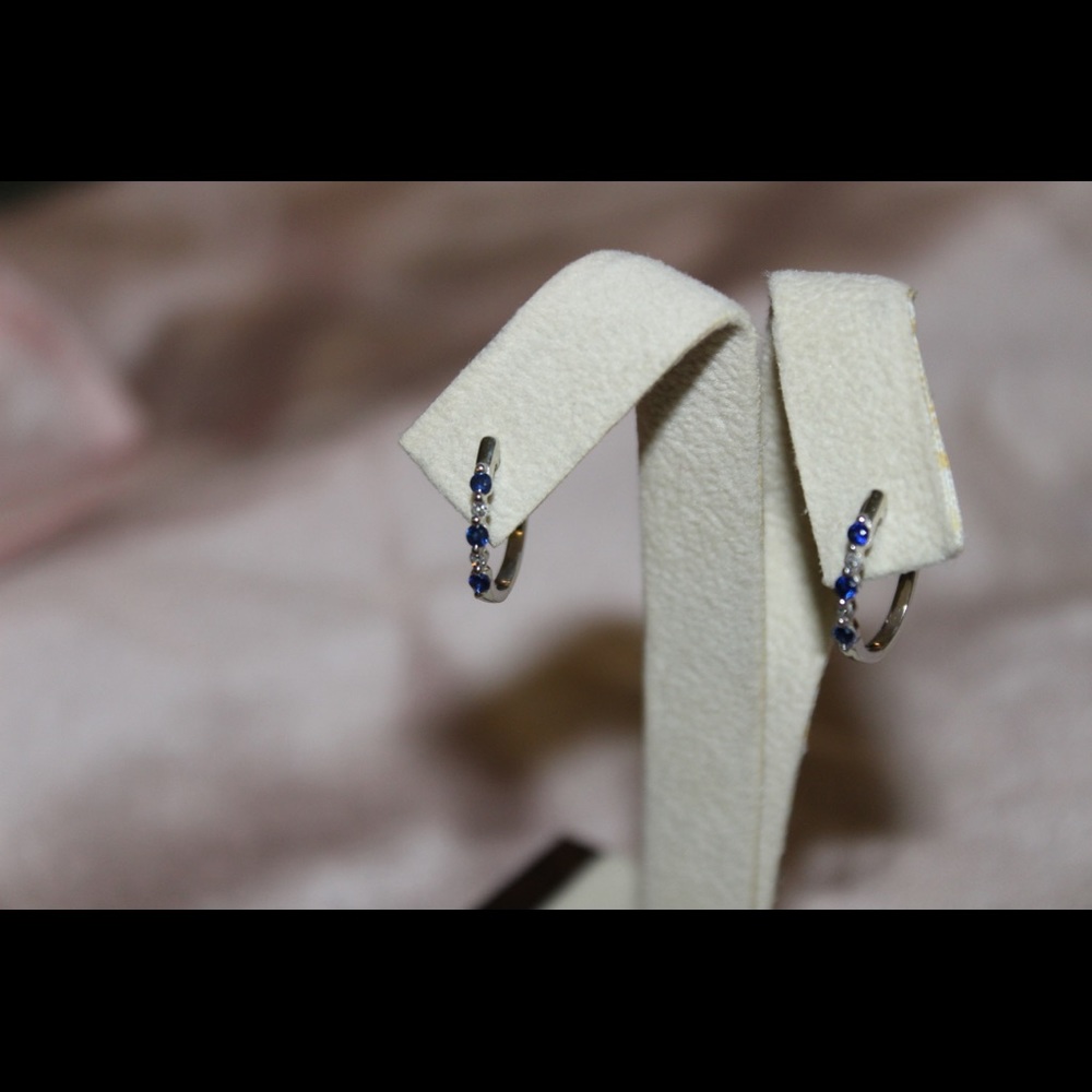 10kt White Gold Earrings Diamond & Colored Stones